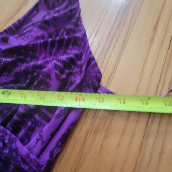 Lauren Ralph Lauren Purple Patterned Sleeveless V-Neck Wrap Sheath Dress Size 8 - Picture 4 of 6